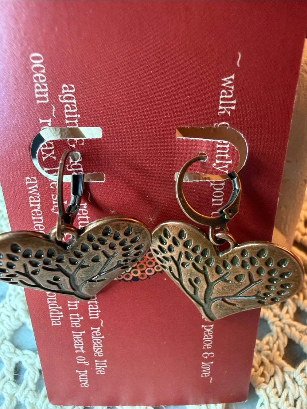 Heart Tree Dangle Earrings in Rose Gold Tone
